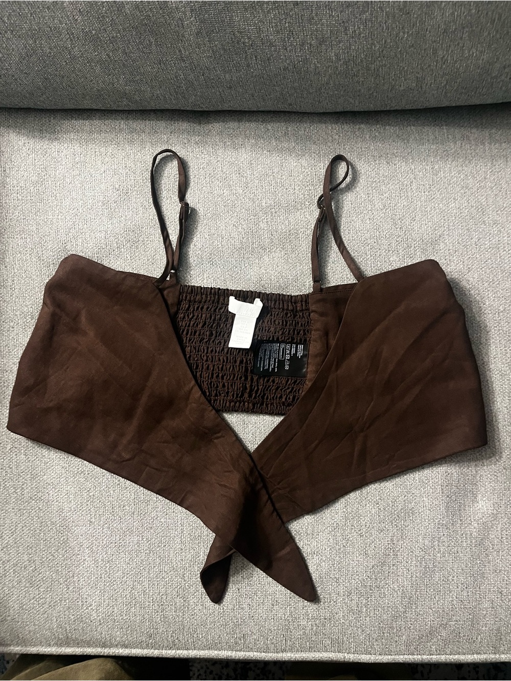 H&M NWOT Brown Tie-Front Crop Top